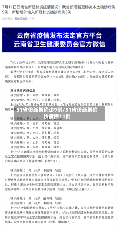 31省份新增确诊9例/31省份新增确诊病例11例-第3张图片