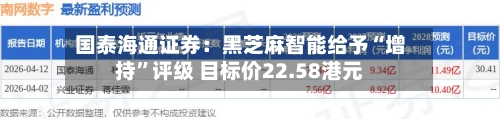 国泰海通证券：黑芝麻智能给予“增持”评级 目标价22.58港元-第2张图片
