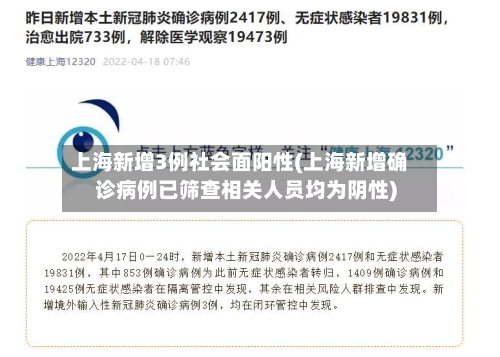 上海新增3例社会面阳性(上海新增确诊病例已筛查相关人员均为阴性)-第2张图片
