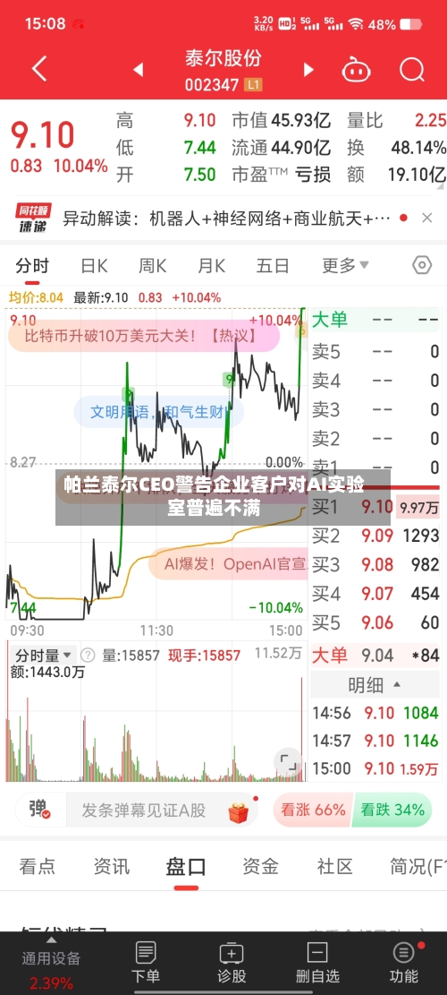 帕兰泰尔CEO警告企业客户对AI实验室普遍不满-第2张图片